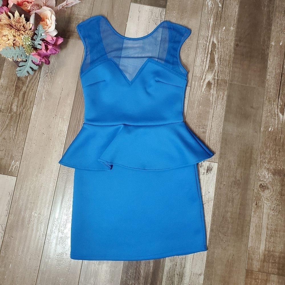 NWT QED London Sexy Bodycon Mini Dress Royal Blue Women's Size Small